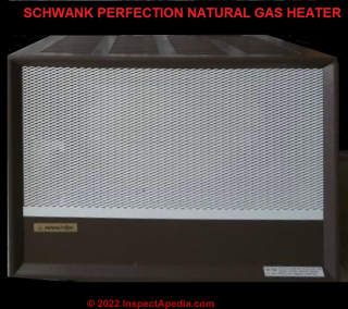 Schwank Perfection natural gas heater 50,000 BTU (C) InspectApedia.com