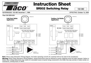 Taco SR502 Two Zone Switching Relay Wiring Chart at InspectApedia.com