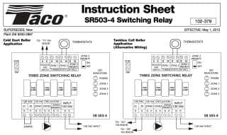 Taco SR503 Three Zone Switching Relay Wiring Chart at InspectApedia.com
