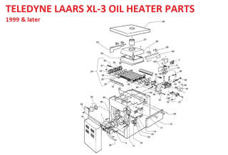Teledyne Laars XL-3 oil fired heater parts explosion - cited & discussed at InspectApedia.com