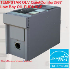 Tempstar OLV QuietComfort87 Low Boy Oil Furnace cited at InspectApedia.com