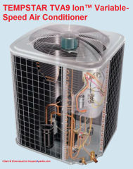 Tempstar Ion 19 Variable-speed Air Conditioner uses a variable-speed condenser - cited at InspectApedia.com