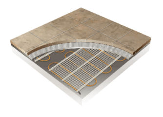 ThermoSoft's ThermoTile electric radiant heat flooring mat cited & discussed at InspectApedia.com