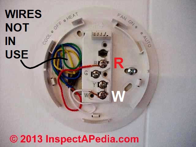 Guide to wiring connections for room thermostats  4 Wire Thermastat Wireing Diagram    InspectAPedia.com