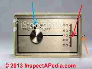 Wall thermostat setting accuracy (C) InspectApedia & KP