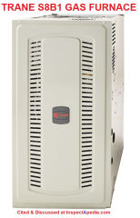 Trane SB1 gas furnace cited & discussed at InspectApedia.com