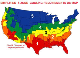 5-Climate Zone US Map Simplified - at InspectApedia.com