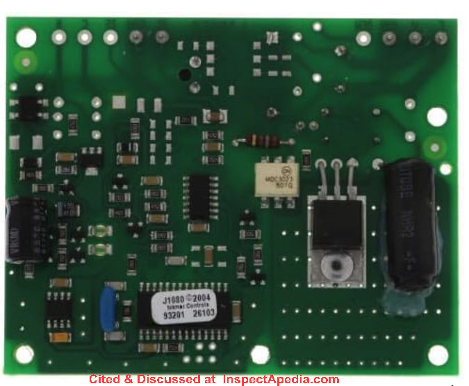 Burnham VS3000 circulator control board for RV3-RV7 boilers, cited & discussed at InspectApedia.com