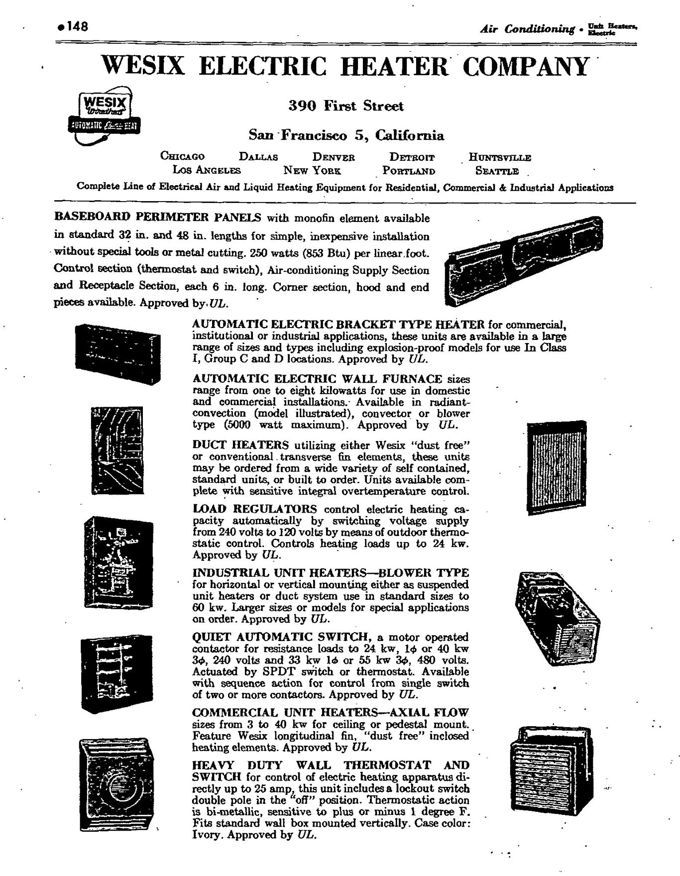 Wesix electric heater company catalog page (C) InspectApedia.com
