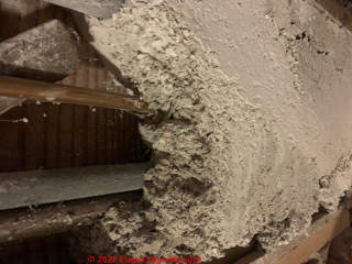 Asbestos Pipe Insulation (C) InspectApedia.com Paula