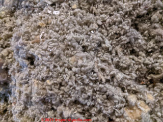 Possible Australian shfeeps wool or carpet fibre insulation (C) InspectApedia.com Oz