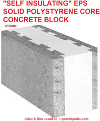 Solid EPS Core concrete block, self-insulating - alibaba.com - cited & discussed at InspectApedia