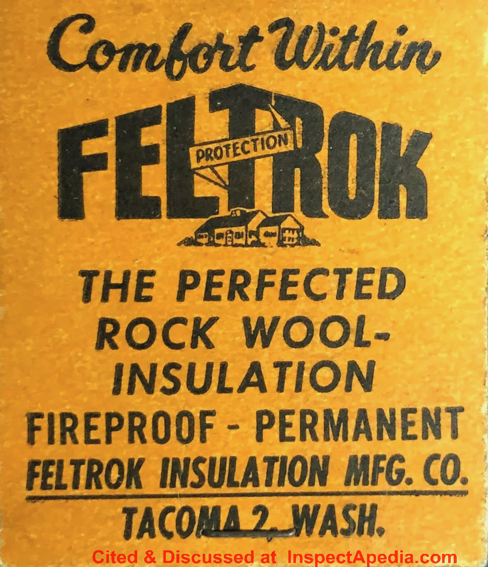 Feltrok Rock Wool Insulation, Tacoma WA - at InspectApedia.com