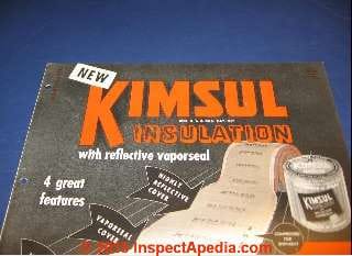 Kimsul insulation from Kimberly Clark  - catalog page (C) InspectApedia