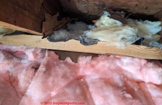 Pinik fiberglass insulation (C) InspectApedia.com James