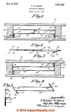 Reflective insulation patented by Olsonin 1929 (C) InspectApedia.com