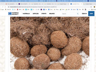 Seaweedinsulation pellets from MaterialDistrict, Naarden Netherlands cited & discussed at InspectApedia.com