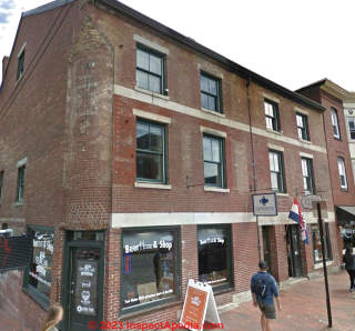 late 1700s building on Fore Street in Portland, Maine (C) InspectApedia.com Matt