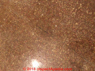 1967 cork-like asbestos-suspect floor tile ID photo (C) Inspectapedia.com Laura