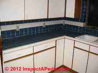 Ceramic tile countertop © D Friedman at InspectApedia.com 