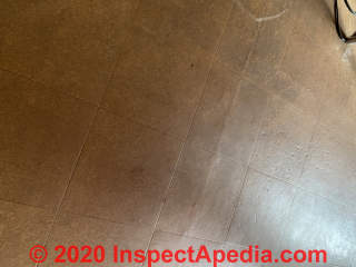 9x9 Cork-like floor tiles for identification (C) InspectApedia.com  L.Low.