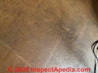 9x9 Cork-like floor tiles for identification (C) InspectApedia.com  L.Low.