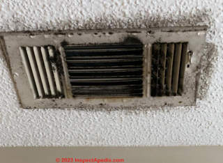 stains and deposits at air vents (C) InspectApedia.com Deborah
