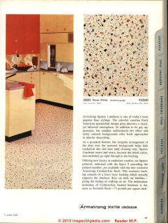 Armstrong 1950s Spatter Pattern "Linoleum" sheet flooring with Armofelt or Cushion-Eze foam backers - might not contain asbestos (C) InspectApedia.com reader MP