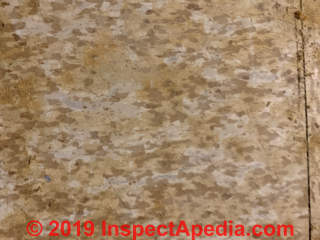 Cork pattern asbestos-suspect floor tile 9x9" (C) InspectApedia.com reader KS