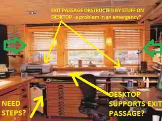 Basement egress window in a basement office (C) InspectApedia.com adapted from Schmidt (2007)