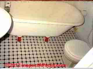 Ceramic tile floor set in thin-set mortar © D Friedman at InspectApedia.com 