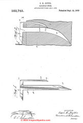 Carl Butts railroad spike patent No. 933,743 issued in 1909 cited & discussed at InspectApedia.com