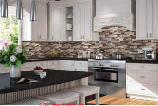 Kitchen tile backsplash at InspectApedia.com