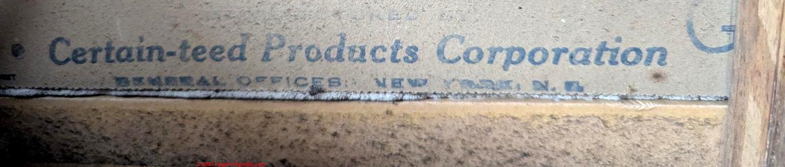 Certainteed Gypsum Lath board in a 1933 home (C) InspectApedia.com Brent