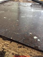 Cork flooring not asbestos (C) Inspectapedia.com Joanne Wilson Lifeline