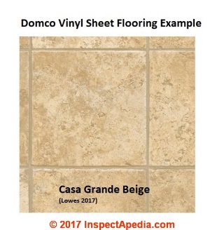 Dinci Casa Grabde beuge sheet flooring at Lowes in 2017 (C) InspectApedia.com