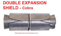 Double expansion shield lag bolt anchor by Cobra cited & discussed at InspectApedia.com