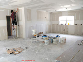 Drywall, tape, and mud in new construction Two Harbors, MN (C) InspectApedia.com AJC