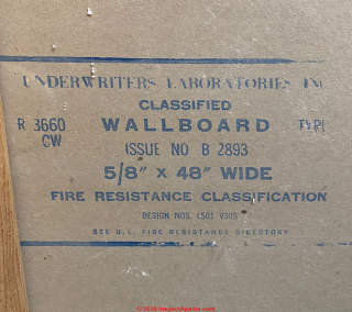 Classifed wallboard fire resistance classification stamp, Type L (C) InspectApedia.com
