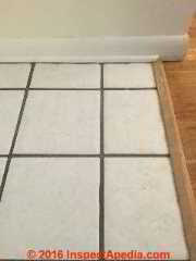 Ceramic floor tile  asbestos question (C) InspectApedia EP