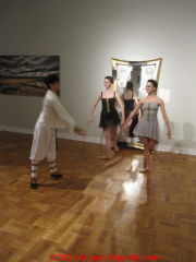 Dancers performing on a parquet floor in Florida in 2010 (C) Daniel Friedman at InspectApedia.com