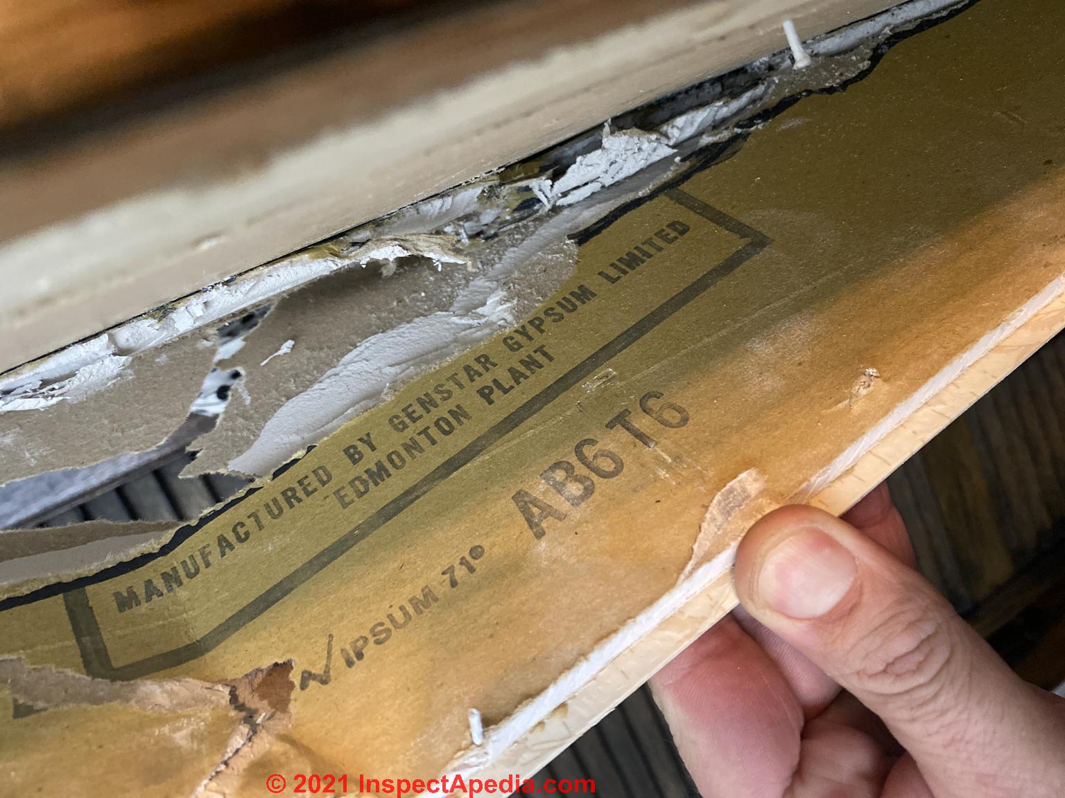 Drywall Identification Stamps, markings, numbers help ID drywall products