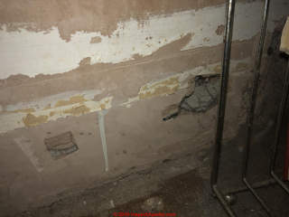Damaged plasterboard gypsum board asbestos? (C) InspectApedia.com Shan