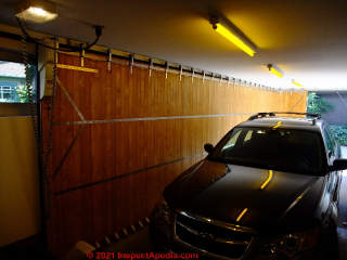 Horizontal sliding garage door or gate automatic operator in a Minneapolis garage (C) Daniel Friedman at InspectApedia.com
