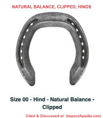Natural Balance clipped hind foot horseshoe - cited & discussed at InspectApedia.com