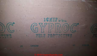 Ignifuge Gyproc Identification (C) InspectApedia.com