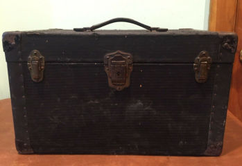 J Wanamaker hatbox "travel trunk" for sale on eBay in 2019 - eBay cited & discussed at InspectApedia.com
