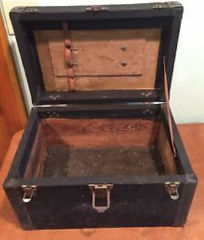 J Wanamaker hatbox "travel trunk" for sale on eBay in 2019 - eBay cited & discussed at InspectApedia.com