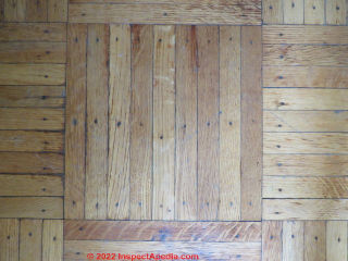 Nailed parquet flooring in Brooklyn, NY (C) Daniel Friedman  at InspectApedia.com