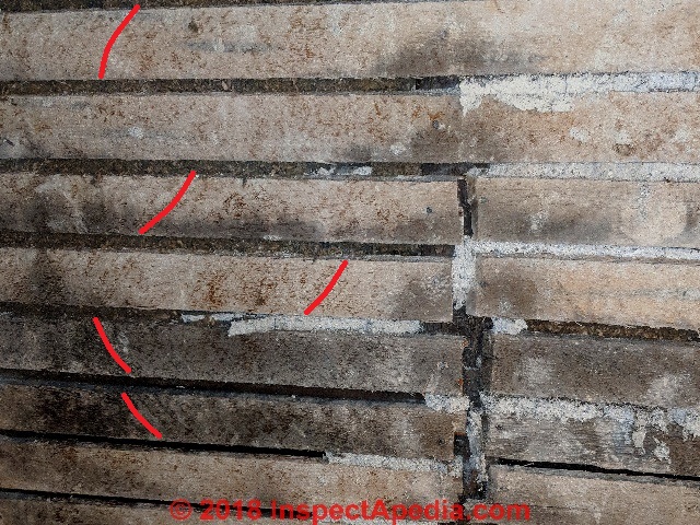 Plaster lath cut on a circular saw (C) InspectApedia.com JM